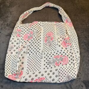 Free People Floral Star Polka Dot Tote Bag Womens White Reusable Bag